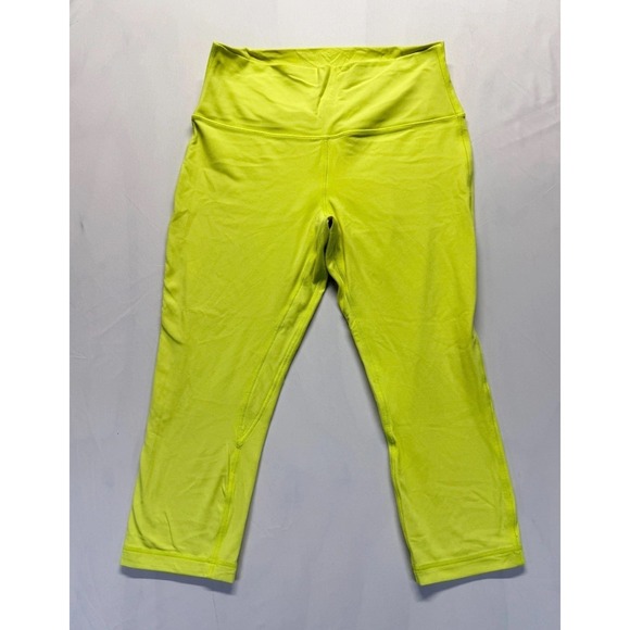lululemon athletica Pants - Lululemon Align High Rise Cropped Leggings Womens 12 Neon Yellow Yoga Athleisure